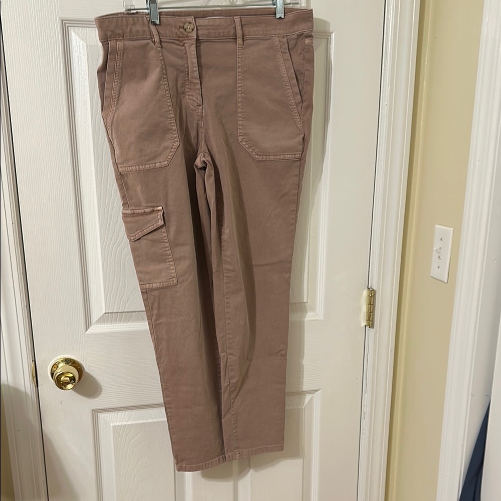 J. Jill Tan Straight Leg Pants with Flat Front Waistband